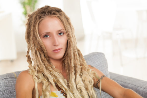 Stunning white woman with dreadlocks